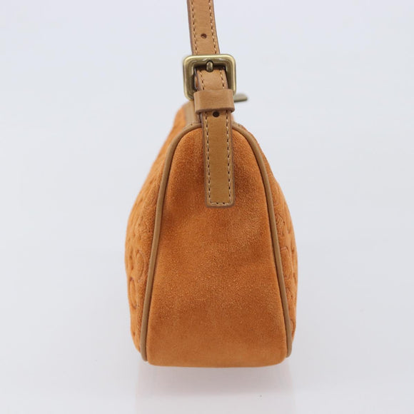 CELINE C Macadam Hand Bag Suede Orange Gold Tone Auth 208638V
