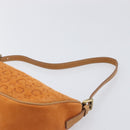 CELINE C Macadam Hand Bag Suede Orange Gold Tone Auth 208638V-8