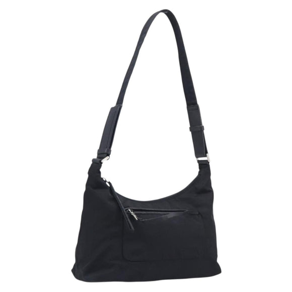 PRADA Shoulder Bag Nylon Black Silver Auth 208639V