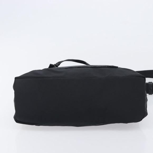 PRADA Shoulder Bag Nylon Black Silver Auth 208639V