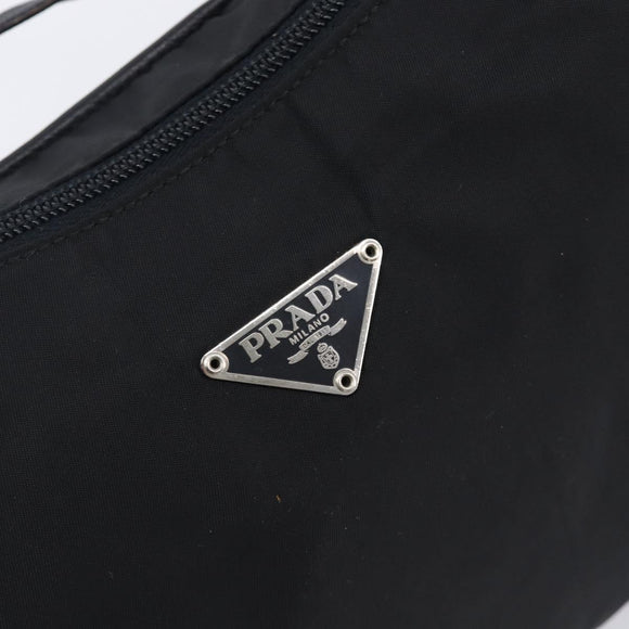 PRADA Shoulder Bag Nylon Black Silver Auth 208639V