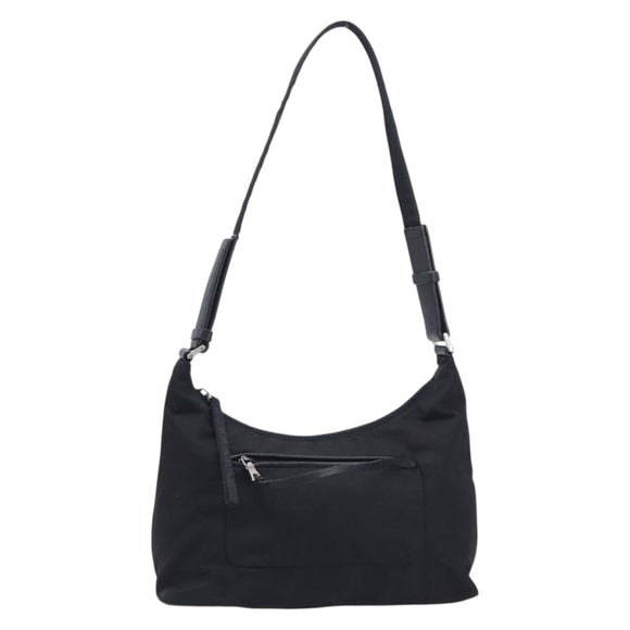 PRADA Shoulder Bag Nylon Black Silver Auth 208639V