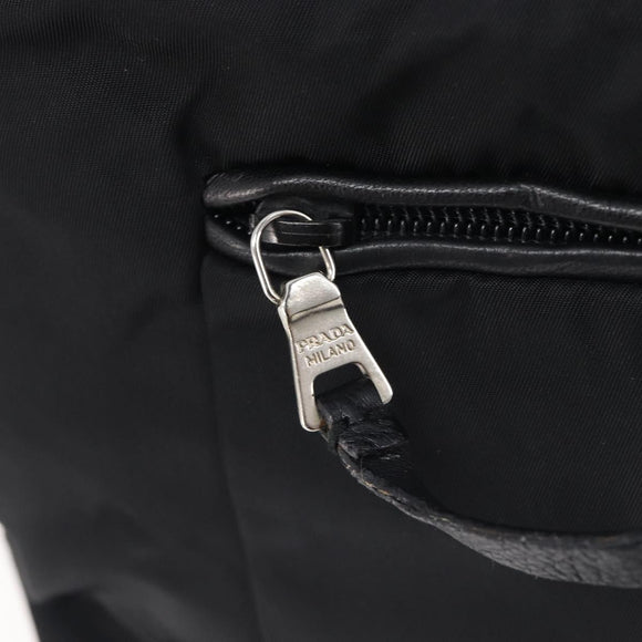 PRADA Shoulder Bag Nylon Black Silver Auth 208639V