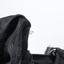 PRADA Shoulder Bag Nylon Black Silver Auth 208639V-26