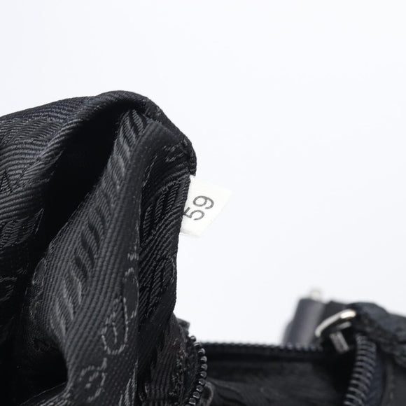 PRADA Shoulder Bag Nylon Black Silver Auth 208639V