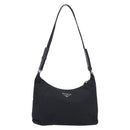 PRADA Shoulder Bag Nylon Black Silver Auth 208639V-3