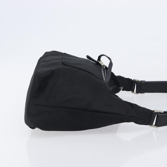 PRADA Shoulder Bag Nylon Black Silver Auth 208639V