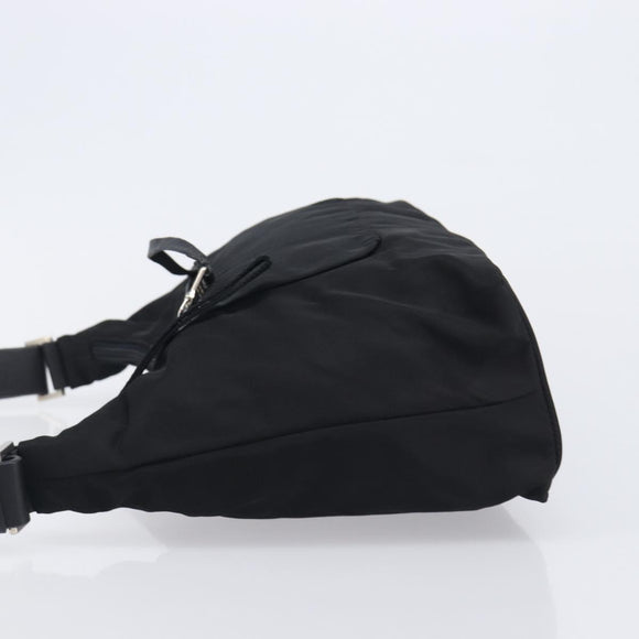 PRADA Shoulder Bag Nylon Black Silver Auth 208639V
