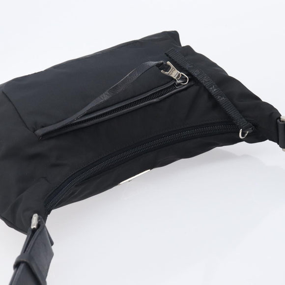 PRADA Shoulder Bag Nylon Black Silver Auth 208639V