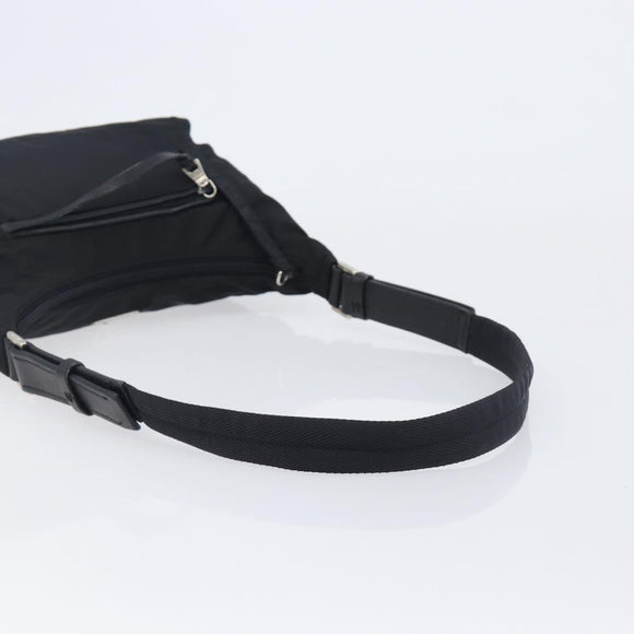 PRADA Shoulder Bag Nylon Black Silver Auth 208639V