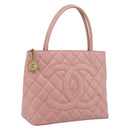 CHANEL Standard Tote Bag Caviar Skin Pink Gold CC Auth 208641V-1