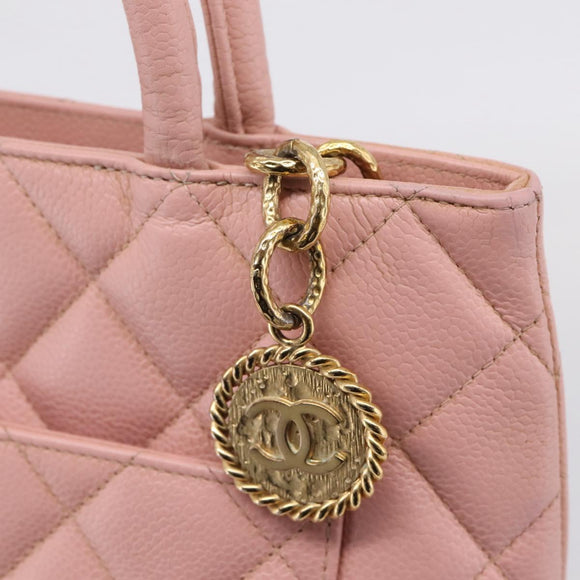 CHANEL Standard Tote Bag Caviar Skin Pink Gold CC Auth 208641V