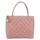 CHANEL Standard Tote Bag Caviar Skin Pink Gold CC Auth 208641V-2