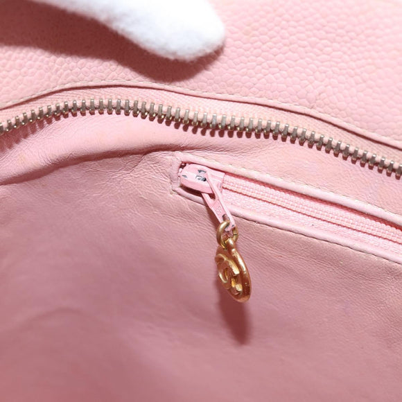 CHANEL Standard Tote Bag Caviar Skin Pink Gold CC Auth 208641V