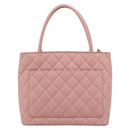 CHANEL Standard Tote Bag Caviar Skin Pink Gold CC Auth 208641V-3
