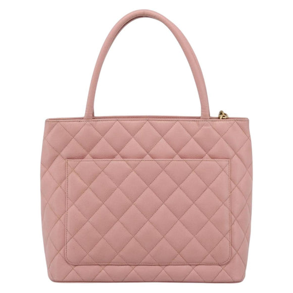 CHANEL Standard Tote Bag Caviar Skin Pink Gold CC Auth 208641V
