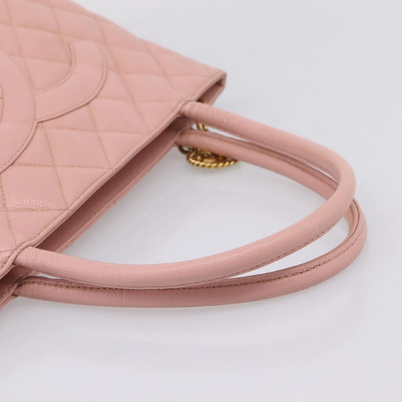 CHANEL Standard Tote Bag Caviar Skin Pink Gold CC Auth 208641V