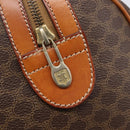 CELINE Macadam Canvas Boston Bag PVC Leather Brown Gold Auth 208642V-17