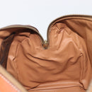 CELINE Macadam Canvas Boston Bag PVC Leather Brown Gold Auth 208642V-19