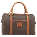 CELINE Macadam Canvas Boston Bag PVC Leather Brown Gold Auth 208642V-2