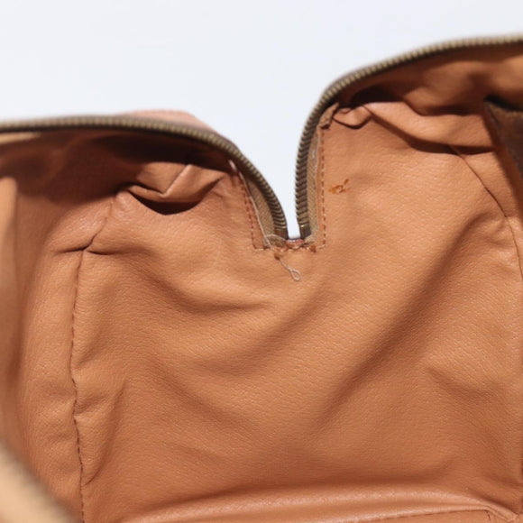 CELINE Macadam Canvas Boston Bag PVC Leather Brown Gold Auth 208642V