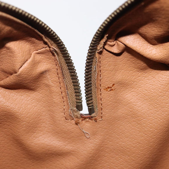 CELINE Macadam Canvas Boston Bag PVC Leather Brown Gold Auth 208642V