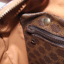 CELINE Macadam Canvas Boston Bag PVC Leather Brown Gold Auth 208642V-22