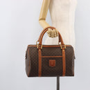 CELINE Macadam Canvas Boston Bag PVC Leather Brown Gold Auth 208642V-25