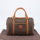 CELINE Macadam Canvas Boston Bag PVC Leather Brown Gold Auth 208642V-26