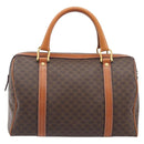 CELINE Macadam Canvas Boston Bag PVC Leather Brown Gold Auth 208642V-3