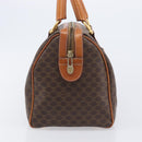 CELINE Macadam Canvas Boston Bag PVC Leather Brown Gold Auth 208642V-4
