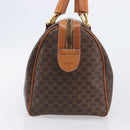 CELINE Macadam Canvas Boston Bag PVC Leather Brown Gold Auth 208642V-5