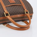 CELINE Macadam Canvas Boston Bag PVC Leather Brown Gold Auth 208642V-7