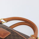 CELINE Macadam Canvas Boston Bag PVC Leather Brown Gold Auth 208642V-8