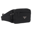 PRADA Waist Bag Nylon Black Silver Auth 208647A-1