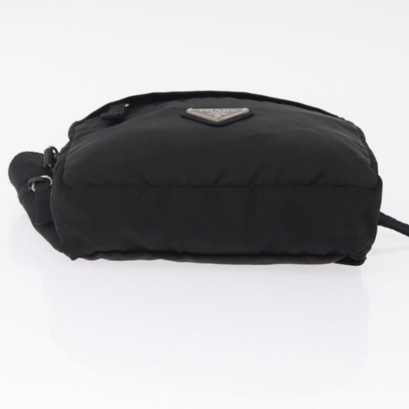 PRADA Waist Bag Nylon Black Silver Auth 208647A