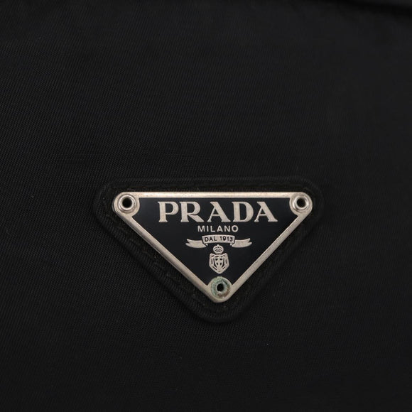 PRADA Waist Bag Nylon Black Silver Auth 208647A