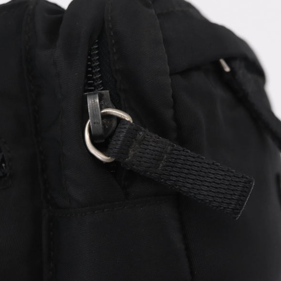 PRADA Waist Bag Nylon Black Silver Auth 208647A