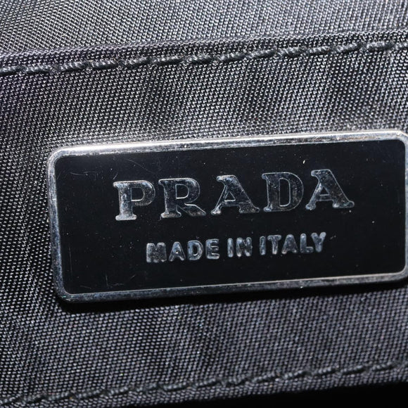 PRADA Waist Bag Nylon Black Silver Auth 208647A