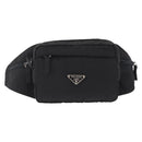 PRADA Waist Bag Nylon Black Silver Auth 208647A-13