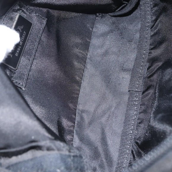 PRADA Waist Bag Nylon Black Silver Auth 208647A