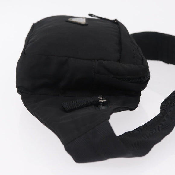 PRADA Waist Bag Nylon Black Silver Auth 208647A