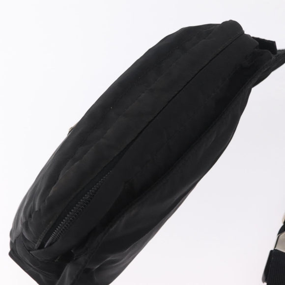 PRADA Waist Bag Nylon Black Silver Auth 208647A