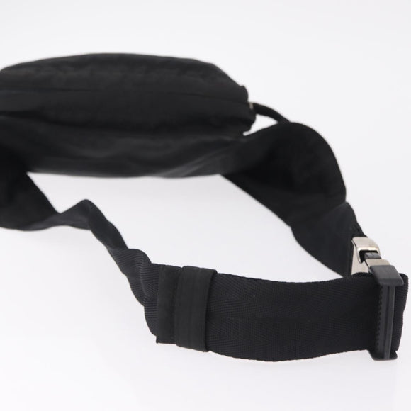 PRADA Waist Bag Nylon Black Silver Auth 208647A