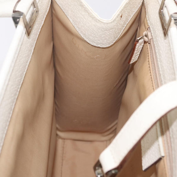 GUCCI Jackie Hand Bag Leather White Silver 002 1065 Auth 208650A