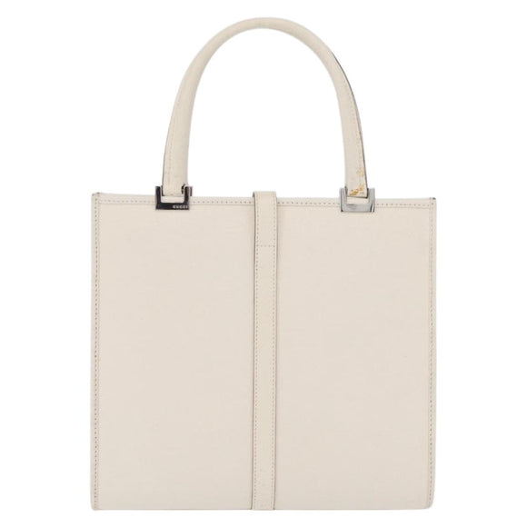 GUCCI Jackie Hand Bag Leather White Silver 002 1065 Auth 208650A