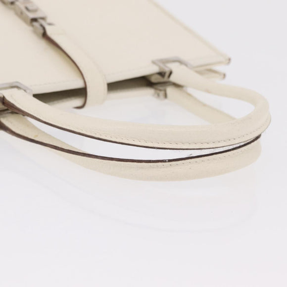 GUCCI Jackie Hand Bag Leather White Silver 002 1065 Auth 208650A