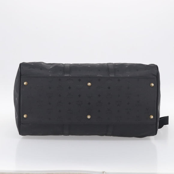 MCM Logogram Vicetos Boston Bag PVC 2way Black Gold Auth 208651