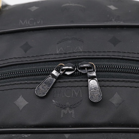 MCM Logogram Vicetos Boston Bag PVC 2way Black Gold Auth 208651