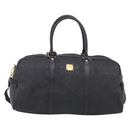 MCM Logogram Vicetos Boston Bag PVC 2way Black Gold Auth 208651-2